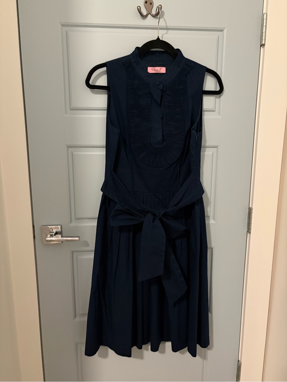 Eliza J Sleeveless Navy Tie-Waist Dress